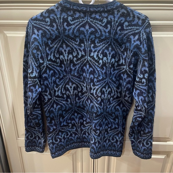 Intiwara Alpaca Button Up Blue Black Medium Cardigan - Picture 3 of 4